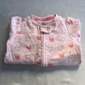 GAP Baby - Pink Baby Convertible Onesie Sleeper with Bear Pattern